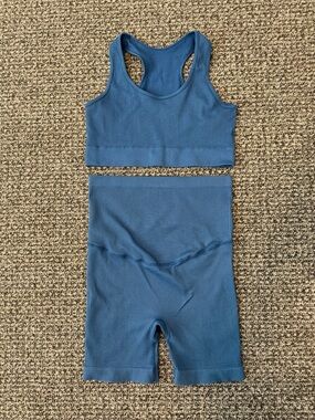 Lataly Women’s Maternity Ribbed Blue Short Set